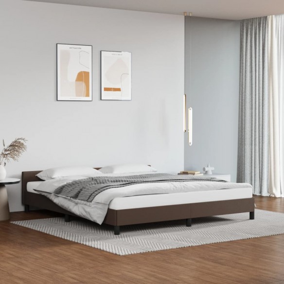 Cadre de lit avec tête de lit Marron 160x200 cm Similicuir
