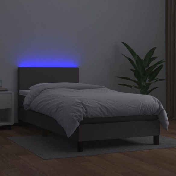 Cadre de lit avec matelas et LED Gris 80x200 cm