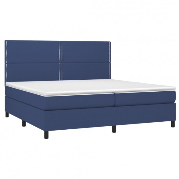 Cadre de lit et matelas et LED Bleu 200x200 cm Tissu