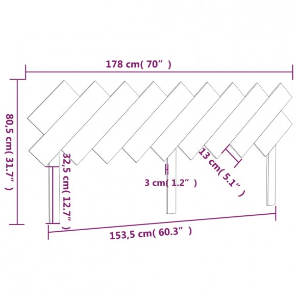 Tête de lit 178x3x80,5 cm Bois massif de pin