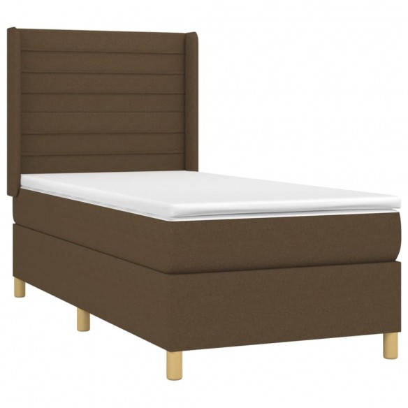 Cadre de lit matelas et LED Marron foncé 100x200cm