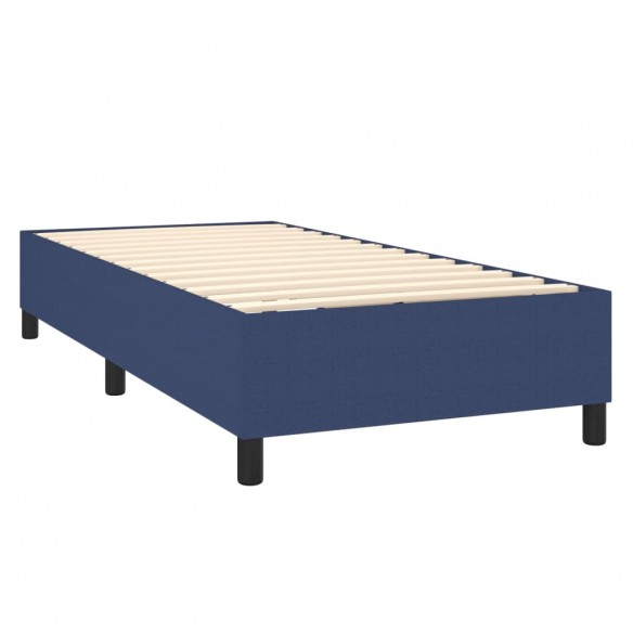 Cadre de lit matelas et LED Bleu 80x200cm Tissu