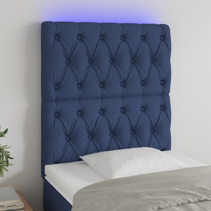 Tête de lit à LED Bleu 80x7x118/128 cm Tissu