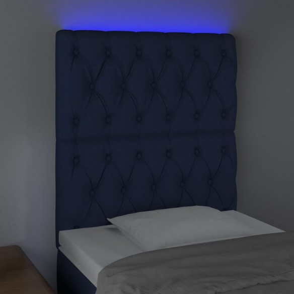 Tête de lit à LED Bleu 80x7x118/128 cm Tissu