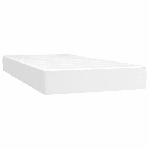 Sommier à lattes de lit avec matelas Blanc 90x200 cm Similicuir