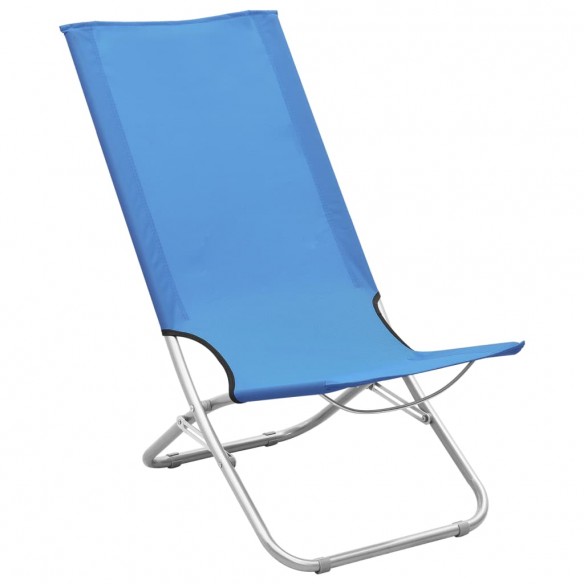 Chaises de plage pliables 2 pcs Bleu Tissu