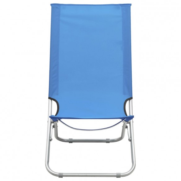 Chaises de plage pliables 2 pcs Bleu Tissu