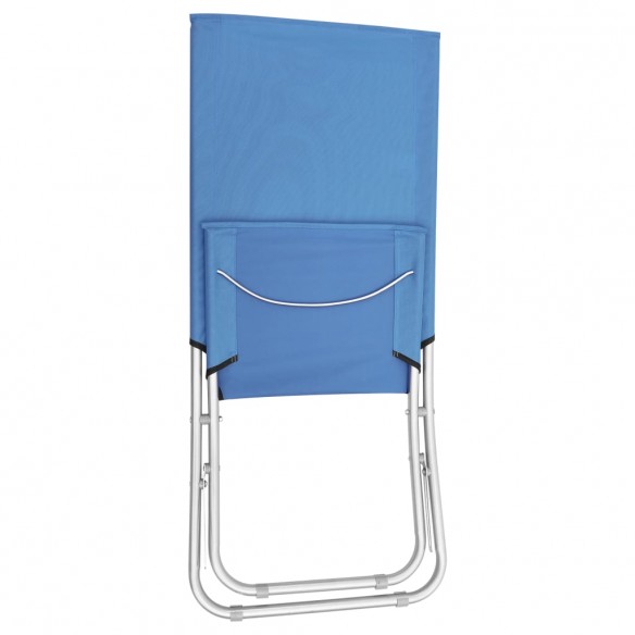 Chaises de plage pliables 2 pcs Bleu Tissu