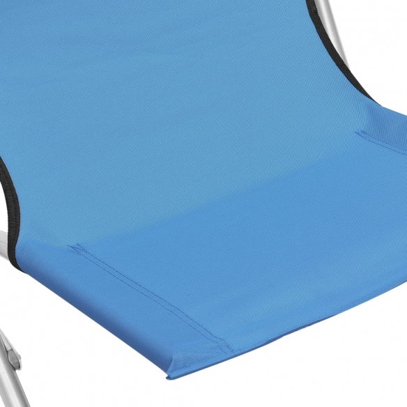 Chaises de plage pliables 2 pcs Bleu Tissu