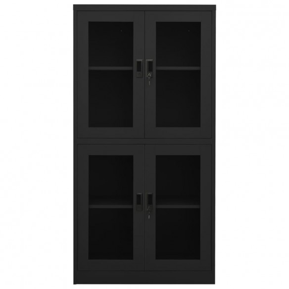 Armoire de bureau Anthracite 90x40x180 cm Acier et verre trempé