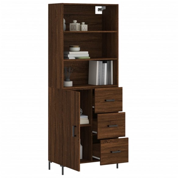 Buffet haut Chêne marron 69,5x34x180 cm Bois d'ingénierie