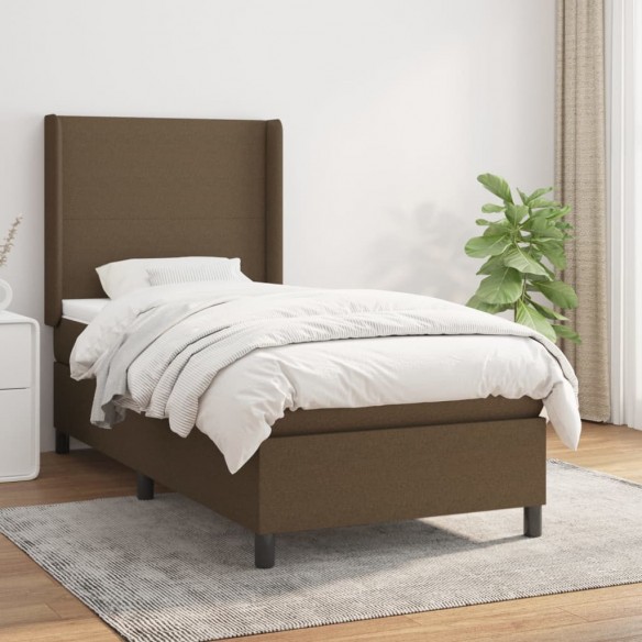 Cadre de lit avec matelas Marron foncé 100x200 cm