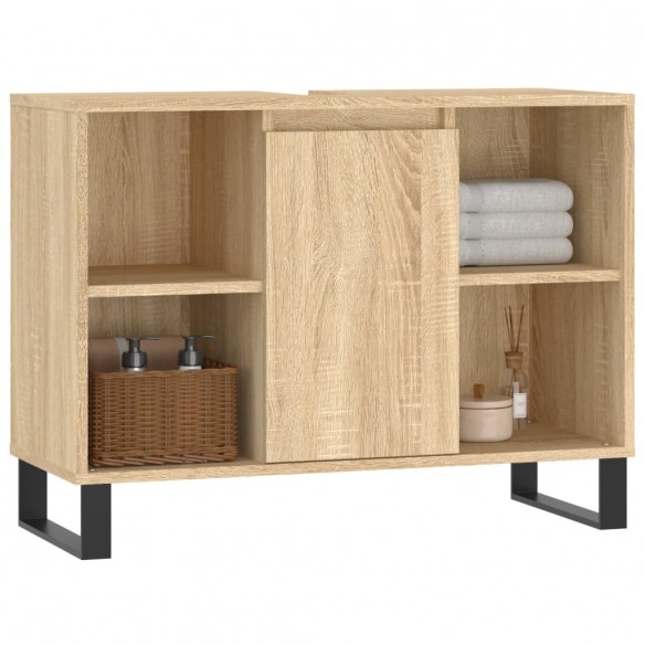 Armoire salle de bain chêne sonoma 80x33x60cm bois d'ingénierie