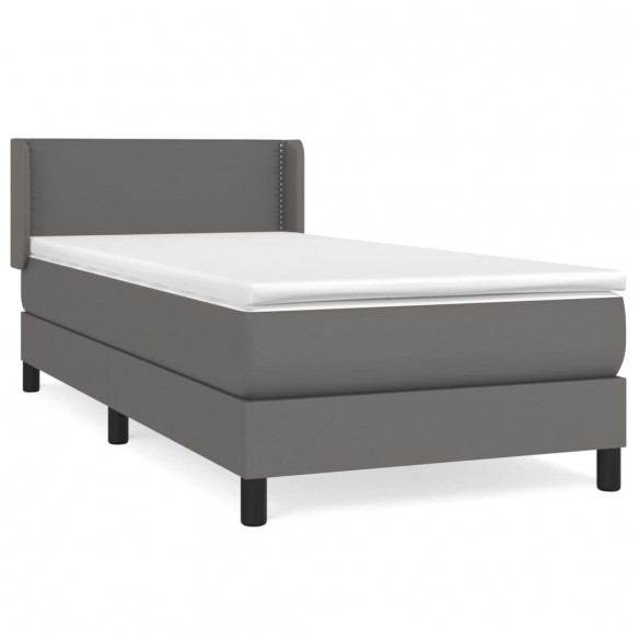 Cadre de lit avec matelas Gris 80x200 cm Similicuir