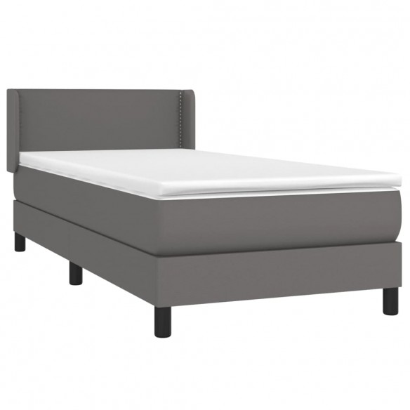 Cadre de lit avec matelas Gris 80x200 cm Similicuir