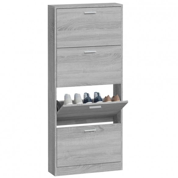 Armoire à chaussures Sonoma gris 59x17x150 cm Bois d'ingénierie