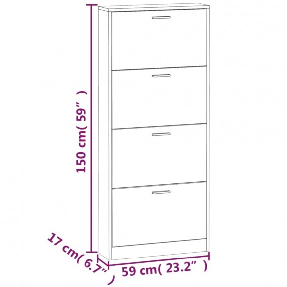 Armoire à chaussures Sonoma gris 59x17x150 cm Bois d'ingénierie