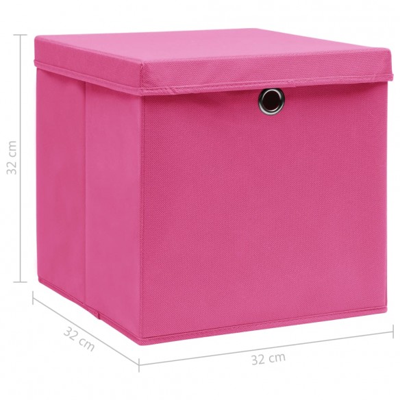 Boîtes de rangement avec couvercles 4 pcs Rose 32x32x32cm Tissu