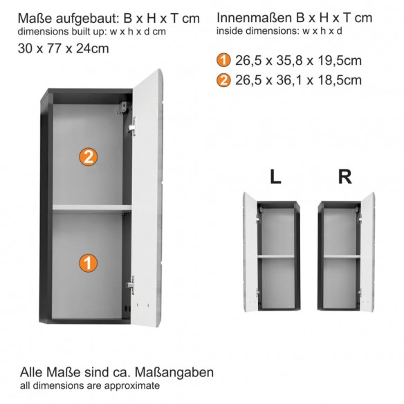 Trendteam Armoire murale de rangement Line blanc et argenté fumé