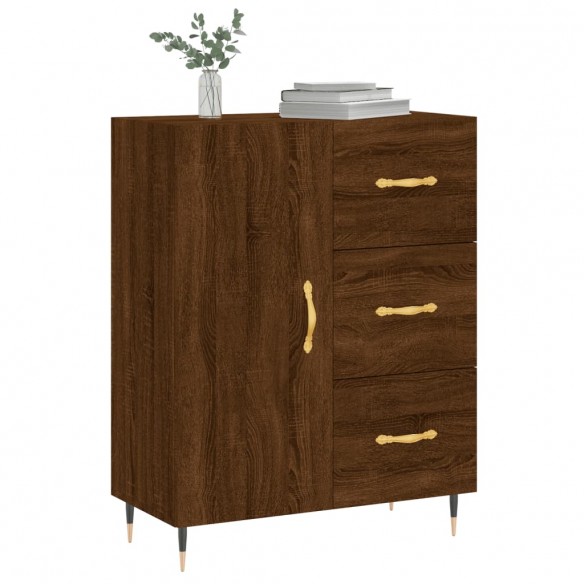 Buffet chêne marron 69,5x34x90 cm bois d'ingénierie