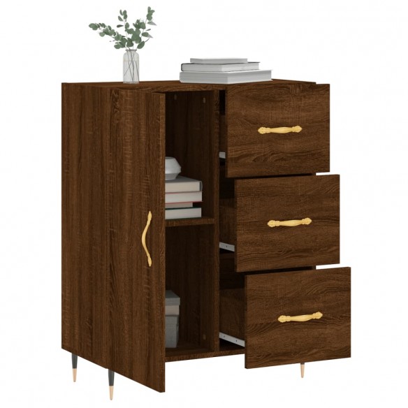 Buffet chêne marron 69,5x34x90 cm bois d'ingénierie