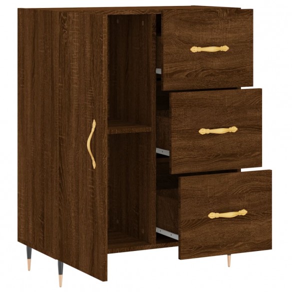 Buffet chêne marron 69,5x34x90 cm bois d'ingénierie