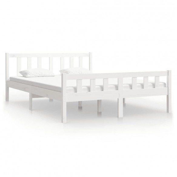 Cadre de lit Blanc Bois massif 140x190 cm