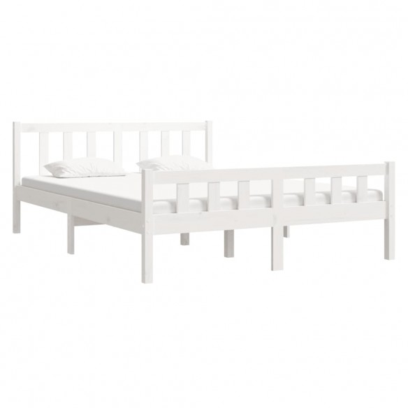 Cadre de lit Blanc Bois massif 140x190 cm