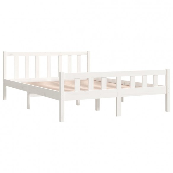 Cadre de lit Blanc Bois massif 140x190 cm