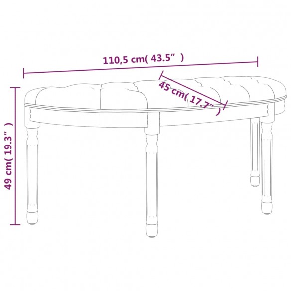 Banc Gris foncé 110,5x45x49 cm Tissu