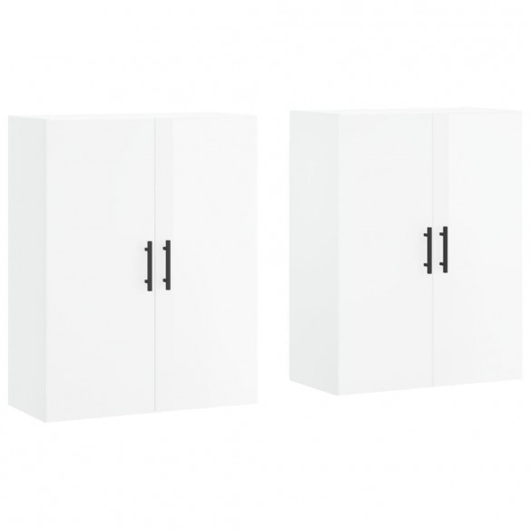 Armoires murales 2 pcs blanc brillant 69,5x34x90 cm