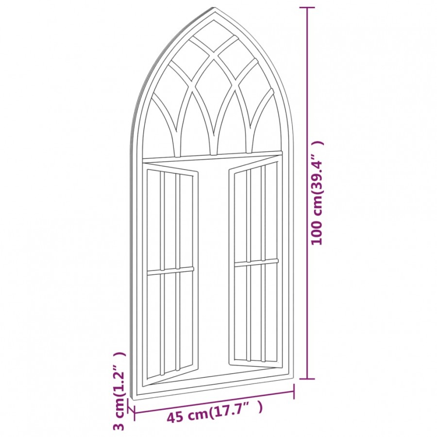 Miroir Noir 100x45 cm Fer pour utilisation à l'intérieur