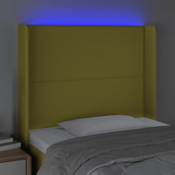 Tête de lit à LED Vert 83x16x118/128 cm Tissu