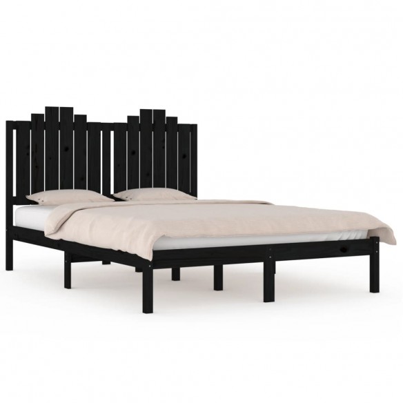 Cadre de lit Noir Bois de pin massif 120x190 cm Petit Double