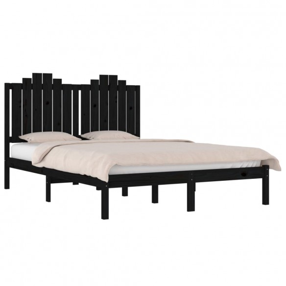 Cadre de lit Noir Bois de pin massif 120x190 cm Petit Double