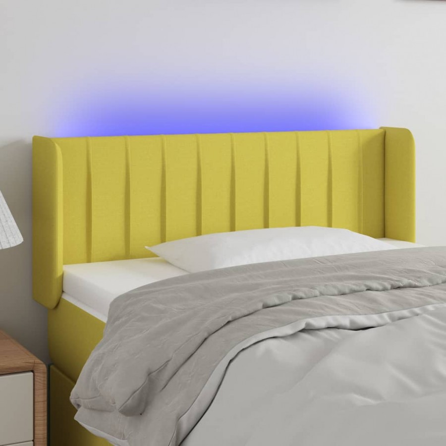 Tête de lit à LED Vert 93x16x78/88 cm Tissu