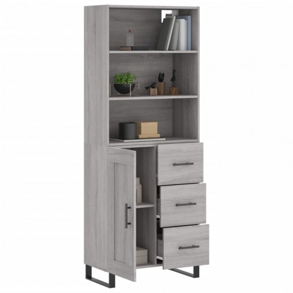 Buffet haut Sonoma gris 69,5x34x180 cm Bois d'ingénierie