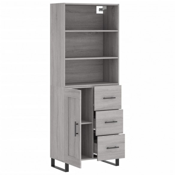 Buffet haut Sonoma gris 69,5x34x180 cm Bois d'ingénierie