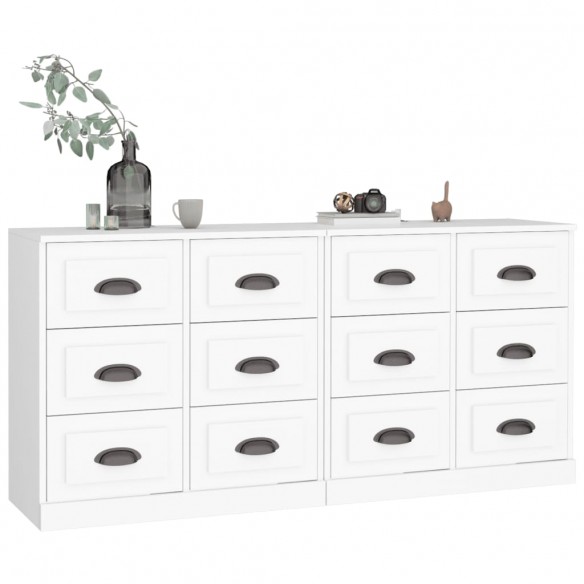 Buffets 2 pcs blanc bois d'ingénierie