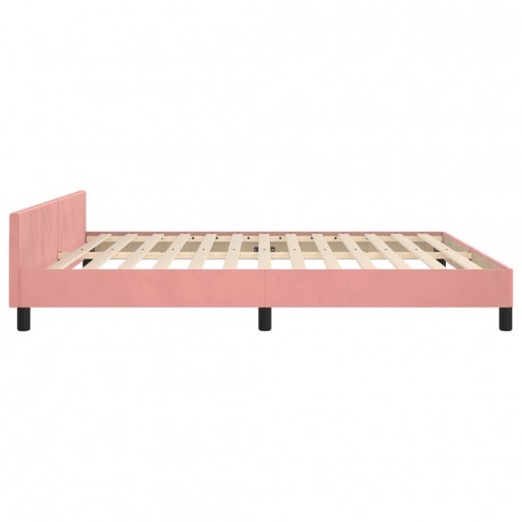 Cadre de lit avec tête de lit Rose 160x200 cm Velours