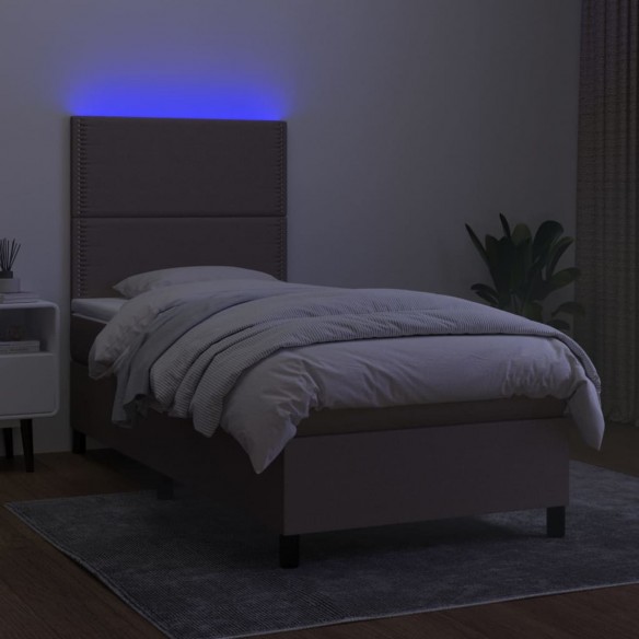 Cadre de lit et matelas et LED Taupe 100x200cm Tissu