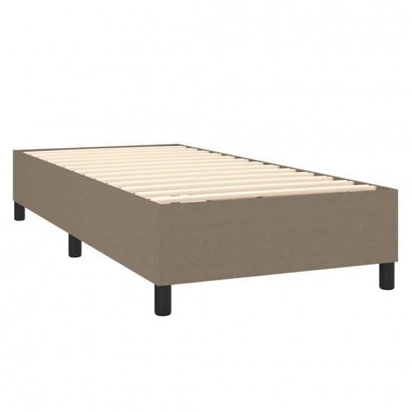 Sommier à lattes de lit et matelas et LED Taupe 100x200cm Tissu