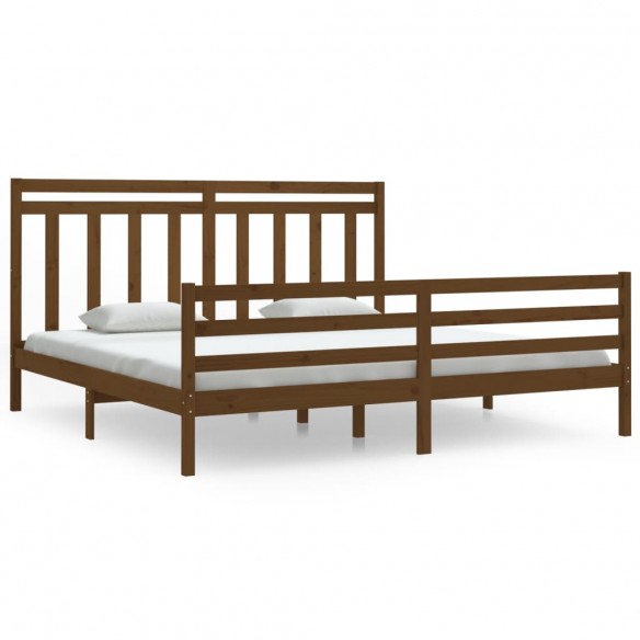 Cadre de lit Marron miel Bois massif 200x200 cm