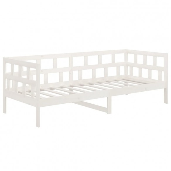 Lit de jour blanc bois de pin massif 90x200 cm