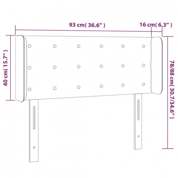 Tête de lit à LED Marron foncé 93x16x78/88 cm Tissu