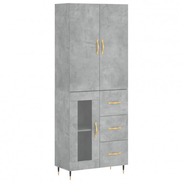 Buffet haut Gris béton 69,5x34x180 cm Bois d'ingénierie