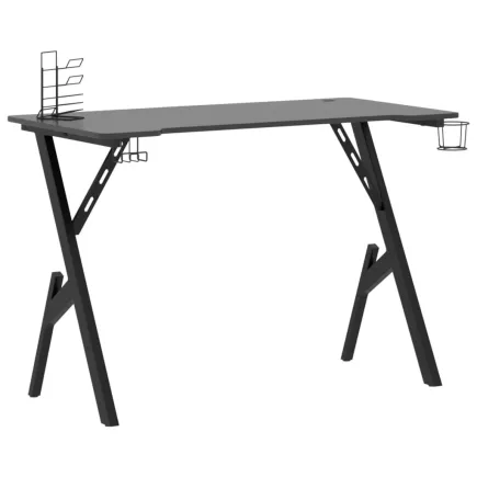 Bureau de jeu avec pieds en forme de Y Noir 110x60x75 cm 2