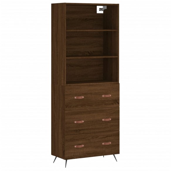 Buffet haut Chêne marron 69,5x34x180 cm Bois d'ingénierie