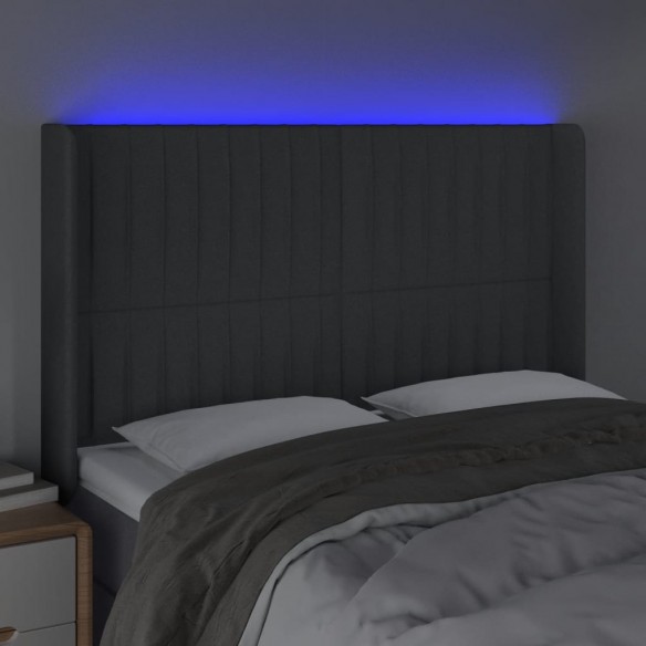 Tête de lit à LED Gris foncé 147x16x118/128 cm Tissu