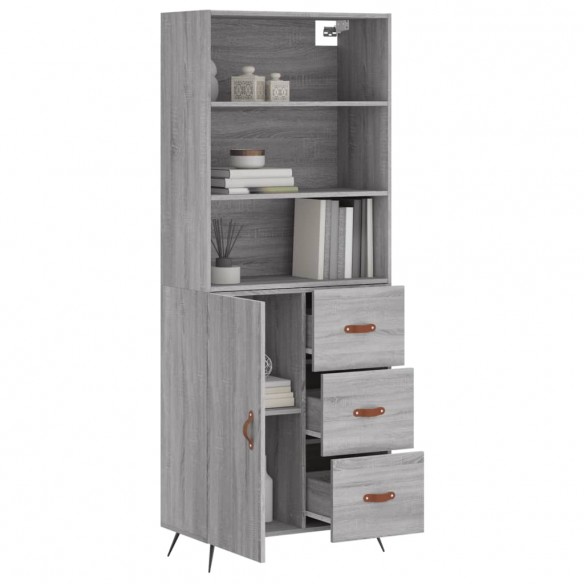 Buffet haut Sonoma gris 69,5x34x180 cm Bois d'ingénierie